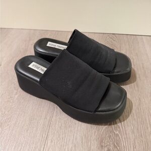 Steve Madden Black Platform Slide Sandals